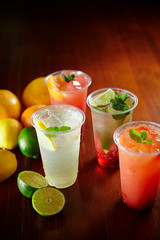Fresh fruits cocktail drinks background 