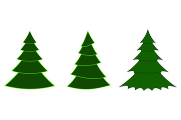 Christmas trees  isolated on white background. Vector illustration