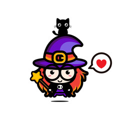witch mascot vector design