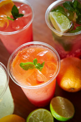 Fresh fruits cocktail drinks background 