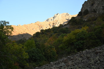 high cliffs on a mountain landscape