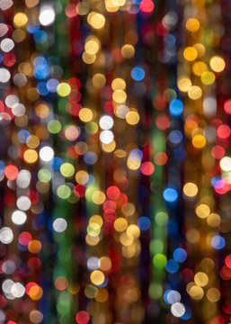 Christmas lights out of focus.