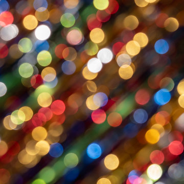 Christmas lights out of focus.