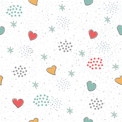 Seamless Pattern with Cute Cherries, pears on cute background