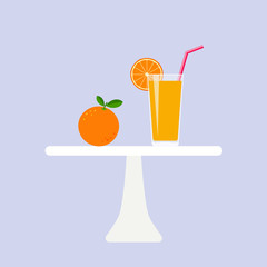 Orange juice and orange fruit on table