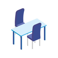 table rectangle with chairs isolated icon vector illustration design