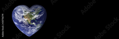 Earth in the shape of a heart, ecology and environment concept - Elements of this image are furnished by NASA