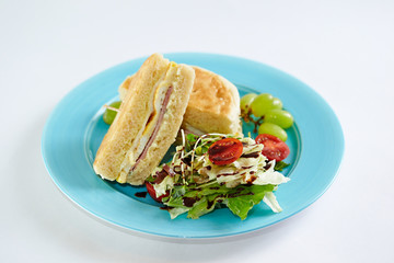 Ham and cheese sandwich with salad 