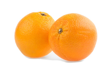 two oranges on a white background isolated