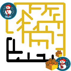 Santa Claus' Maze Game - Help Santa find his bag of presents: Maze puzzle with solution