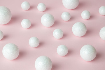 Abstract with foam bubbles on rose minimalistic surreal concept.