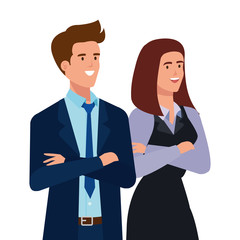 business couple elegant avatar character vector illustration design