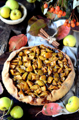 Apple Galette with cinnamon, autumn still life