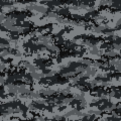Digital camouflage seamless pattern, black and gray. Vector