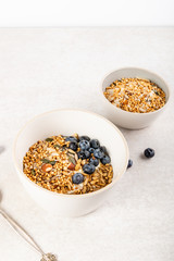 Healthy breakfast from quinoa granola