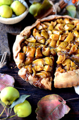 Apple Galette with cinnamon, autumn still life