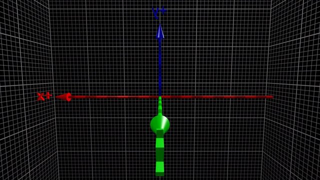 Time lapse of the reference system of the three-dimensional space of the Cartesian axes, on a black background