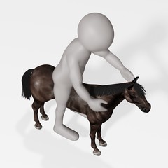 Obraz na płótnie Canvas 3D Render of Cartoon Character with Horse
