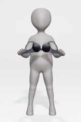 3D Render of Cartoon Character with Bra