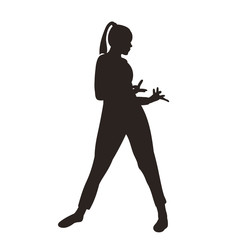 white background, black silhouette of a dancing girl isolated