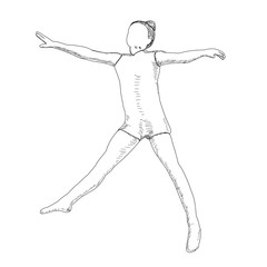 vector, on a white background, contour, sketch girl rejoices