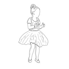 white background, sketch girl dancing