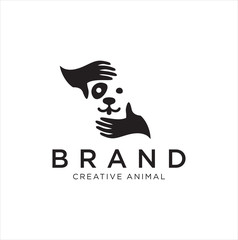 Dog Hand Logo Stock Illustrations . Dog care Logo . Pet care logo icon symbols 