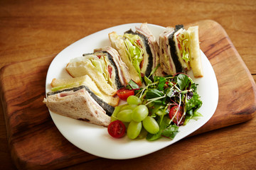 Ham and cheese sandwich with salad 