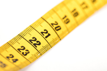 Measuring tape, selective focus on 22