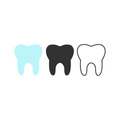 Tooth icon isolated on white. Teeth in linear and flat design. Vector illustration