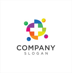 Obraz premium Medical logo design pharmacy health hospital . Healthcare cross abstract logo . Medical Group Logo Colorful Design