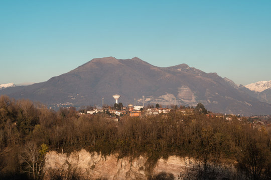 Brianza seen from Baggero Oasis and Cornizzolo mountain in the background