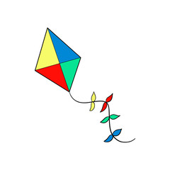 Colorful kite flying in the sky. Isolated objects. Vector Illustration 