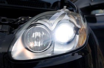 car led lights isolated. car headlights