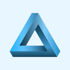 Blue Vector Penrose Triangle. Impossible figure