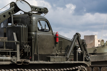 Fototapeta na wymiar HIGHT SPEED TRACK DOZER - Heavy military vehicle for engineering and sapper works