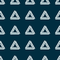Seamless vector pattern with Penrose triangles. Impossible figures