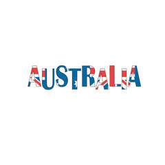 Text Australia painted in flag colors.