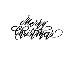 Merry christmas text vector on white background. Lettering for invitation, wedding and greeting card, prints and posters. Hand drawn inscription