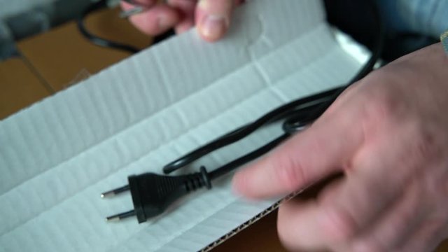 Opening carton box with scissors