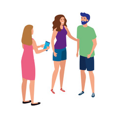 Fototapeta premium People avatars with smartphone design, Male female Person human profile user theme Vector illustration
