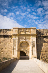 The Vittoriosa Advanced Gate of St. John Bastion in Birgu, Malta.