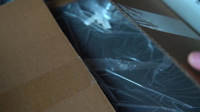 Opening box with scissors
