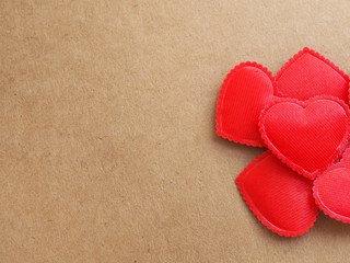  Red hearts on brown paper background ,Lovecard,Valentine's day, anniversary concept...
