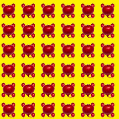 Seamless pattern with red radish on yellow background