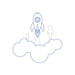 Vector Rocket, Spaceship, rocket lunch. Concept of line icon