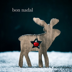 reindeer and text merry christmas in catalan