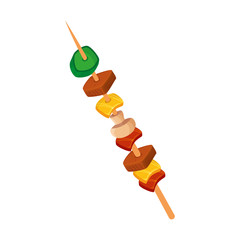 brochette of meat and vegetables isolated icon vector illustration design