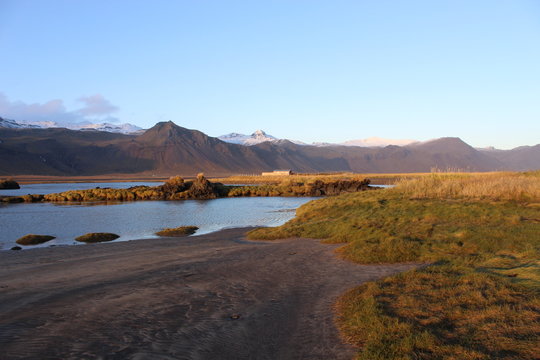 Volcanic landscape on an autumn day in Iceland