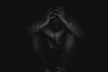 panic attacks alone young man sad fear stressful depressed emotion.crying begging help.stop abusing domestic violence,person with health anxiety,people bad frustrated exhausted feeling down